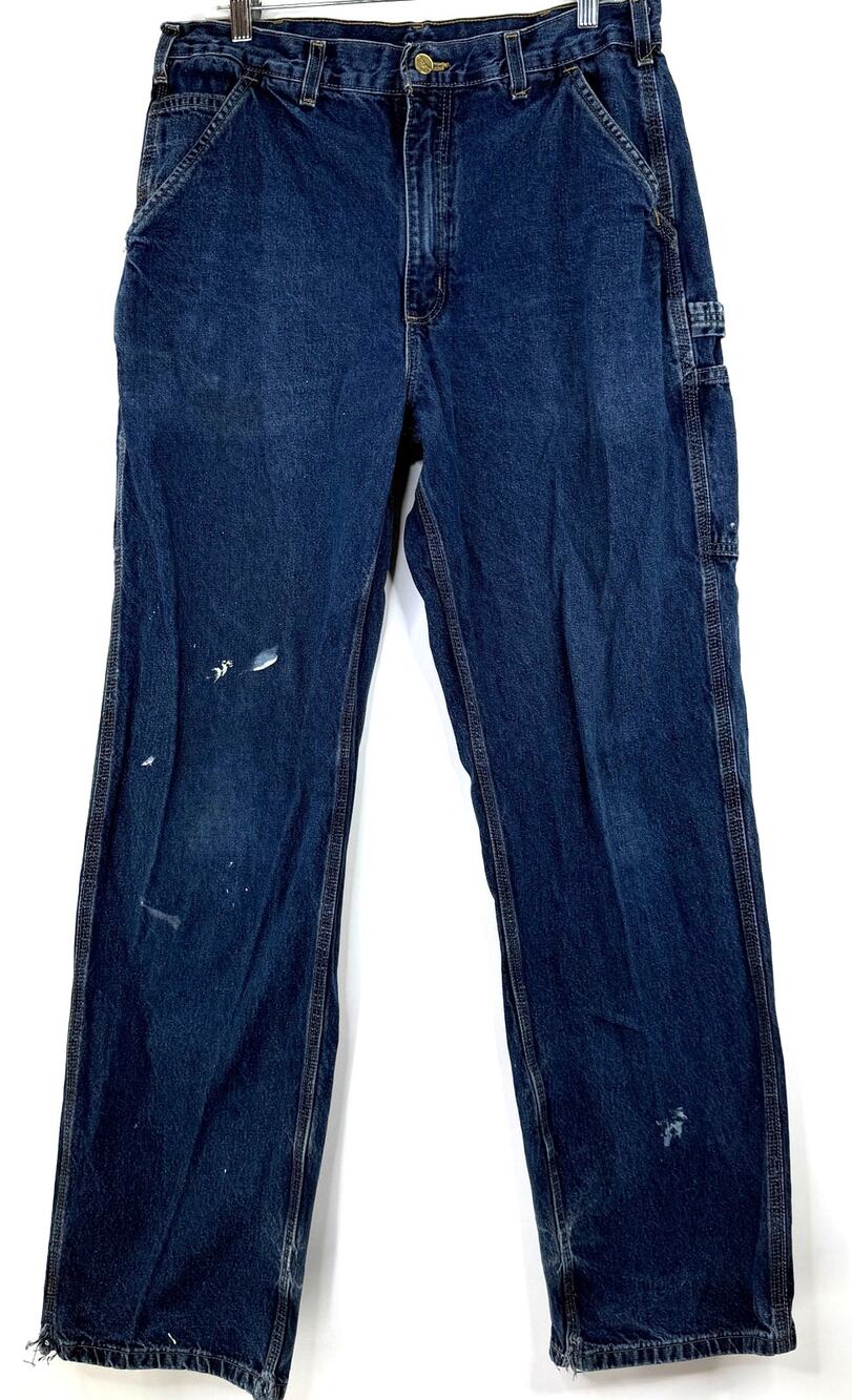 Carhartt Men's B13 Loose Straight Denim Cargo Jeans Size 34 x 34